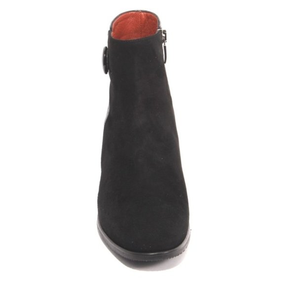 ITALIAN Black Suede Patent Leather Ankle Heel Boot